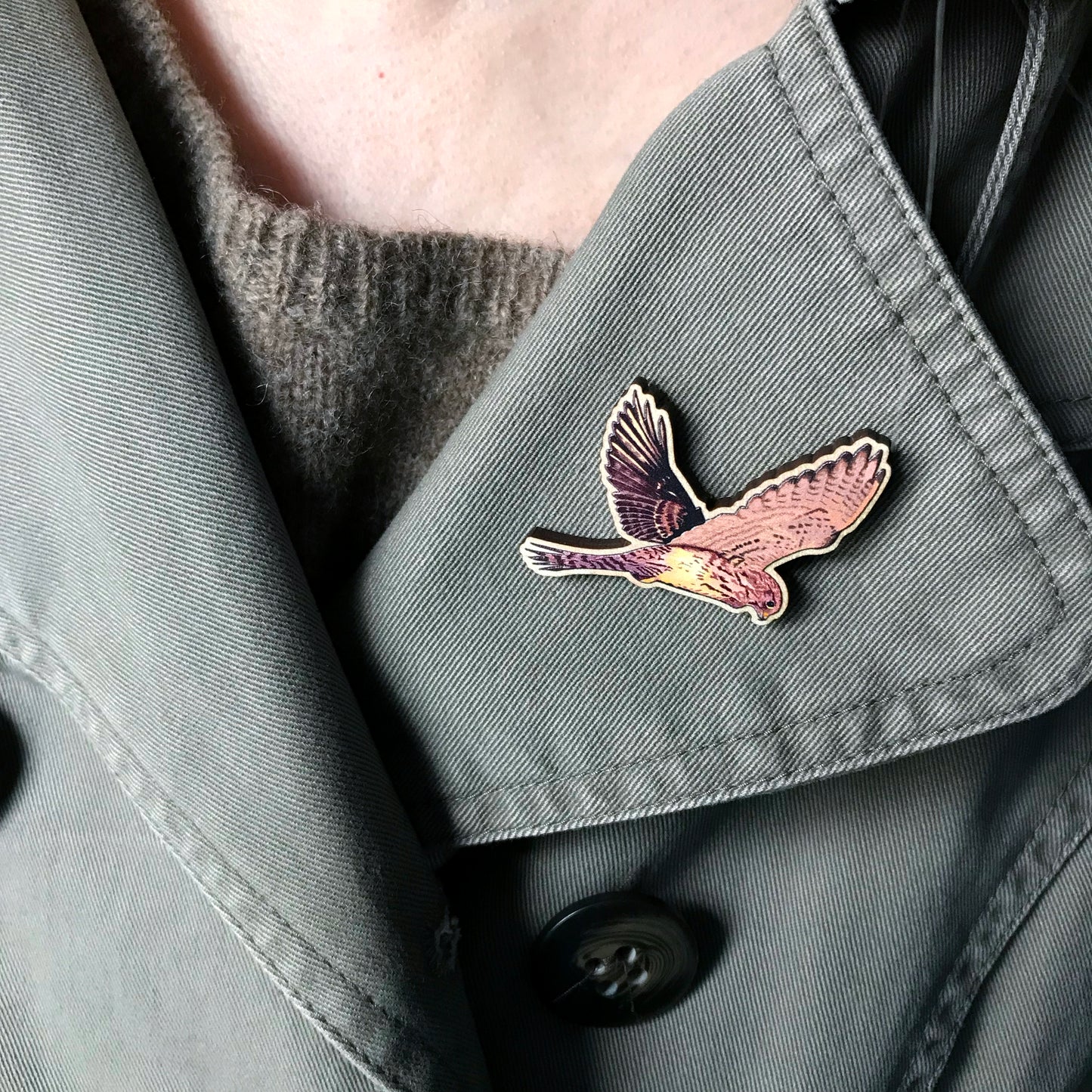 Hovering Kestrel Lapel Pin