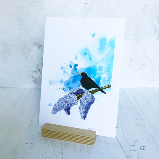 Blackbird and Lilac Print