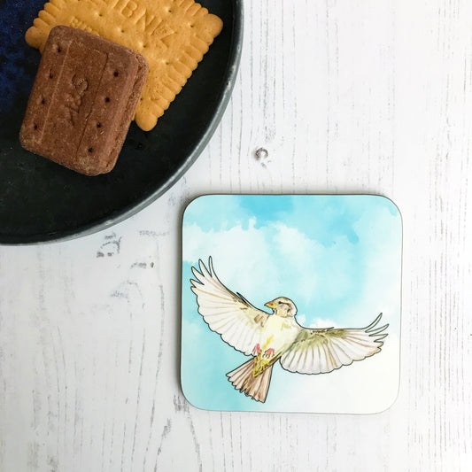 Flying Female Sparrow Drinks Coaster