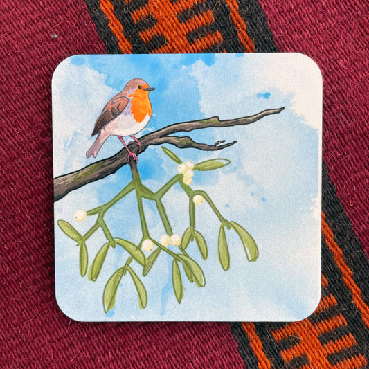 SECOND - Robin and Mistletoe Coaster