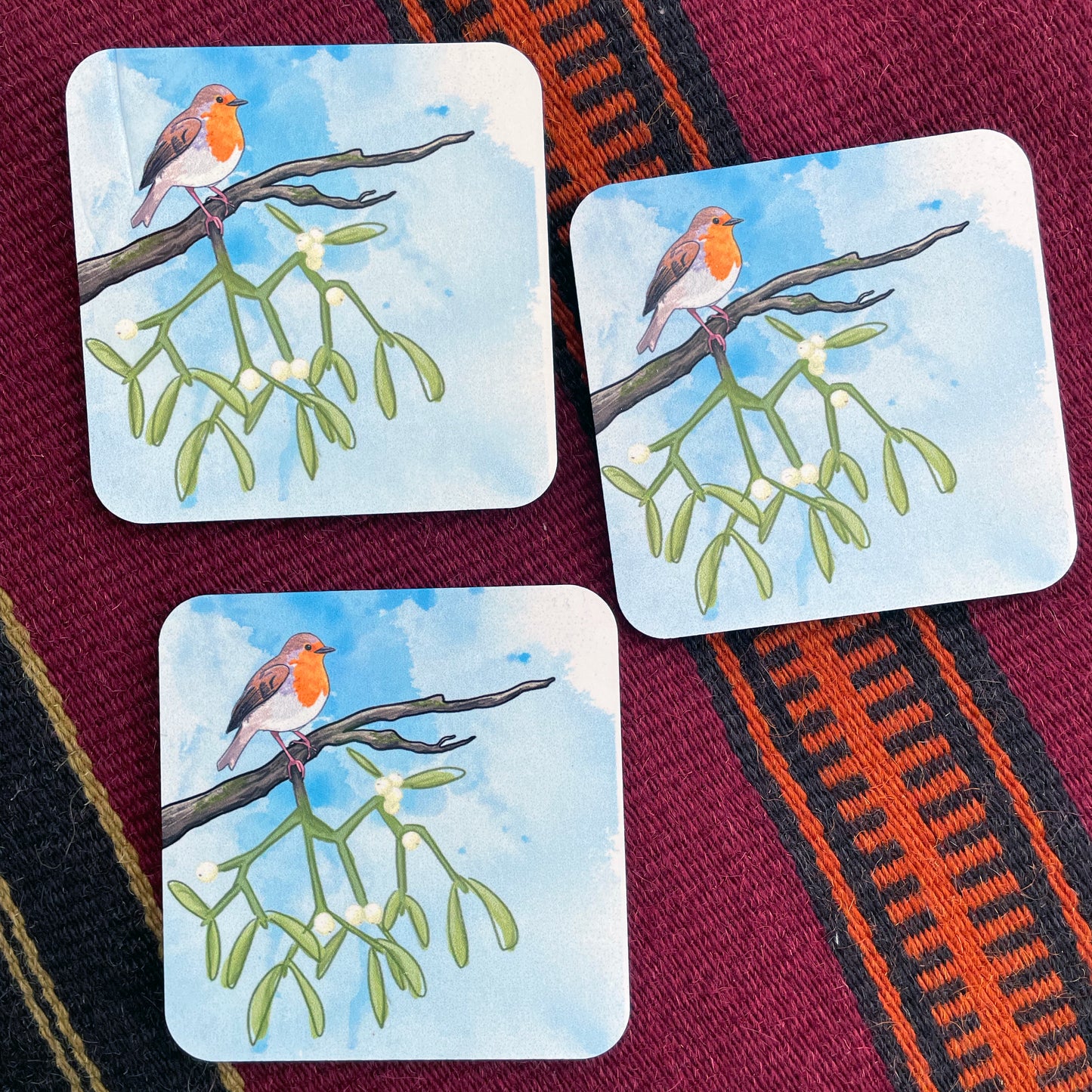 SECOND - Robin and Mistletoe Coaster