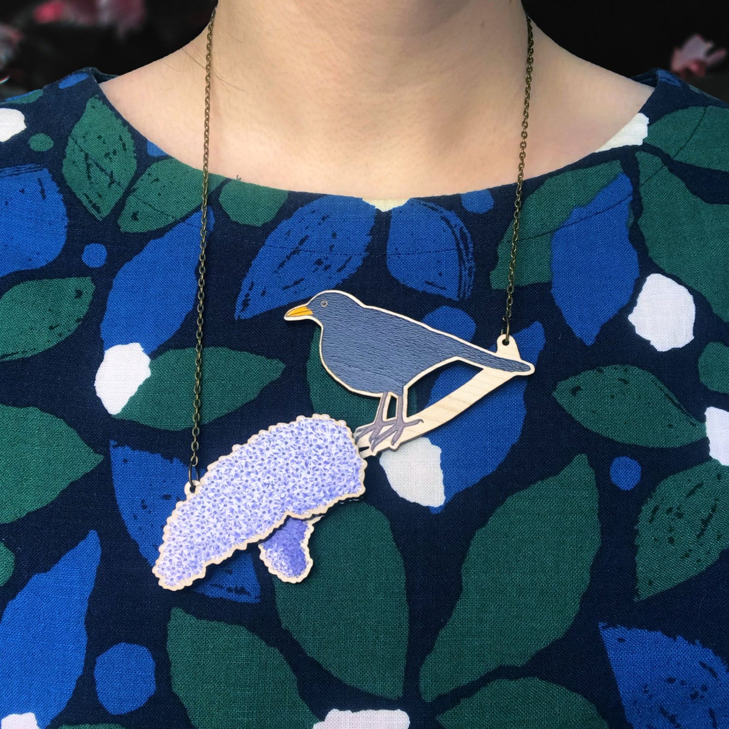 PRE-ORDER - Blackbird and Lilac Necklace