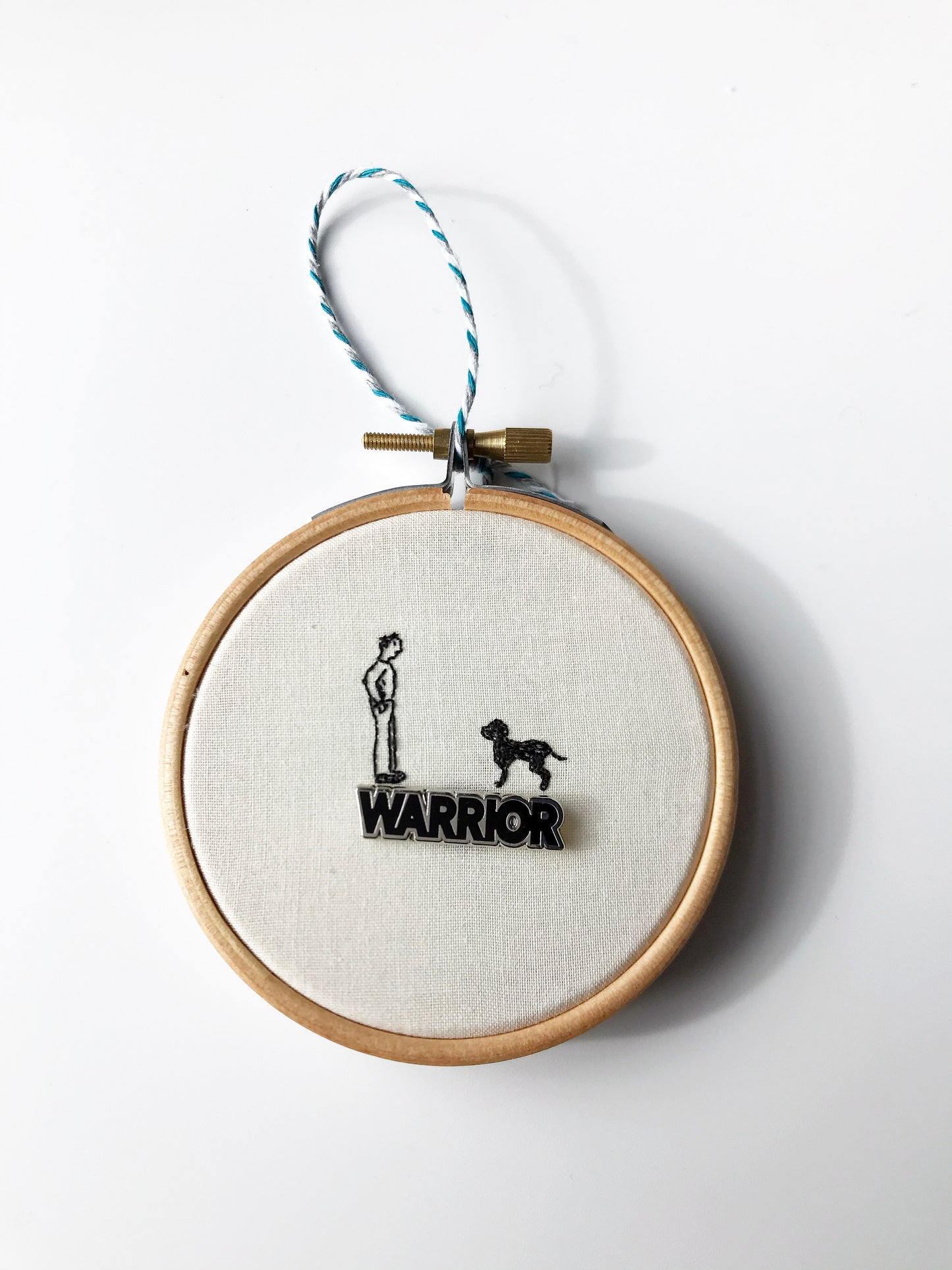 Black Dog Warrior Enamel Pin Hoop Art