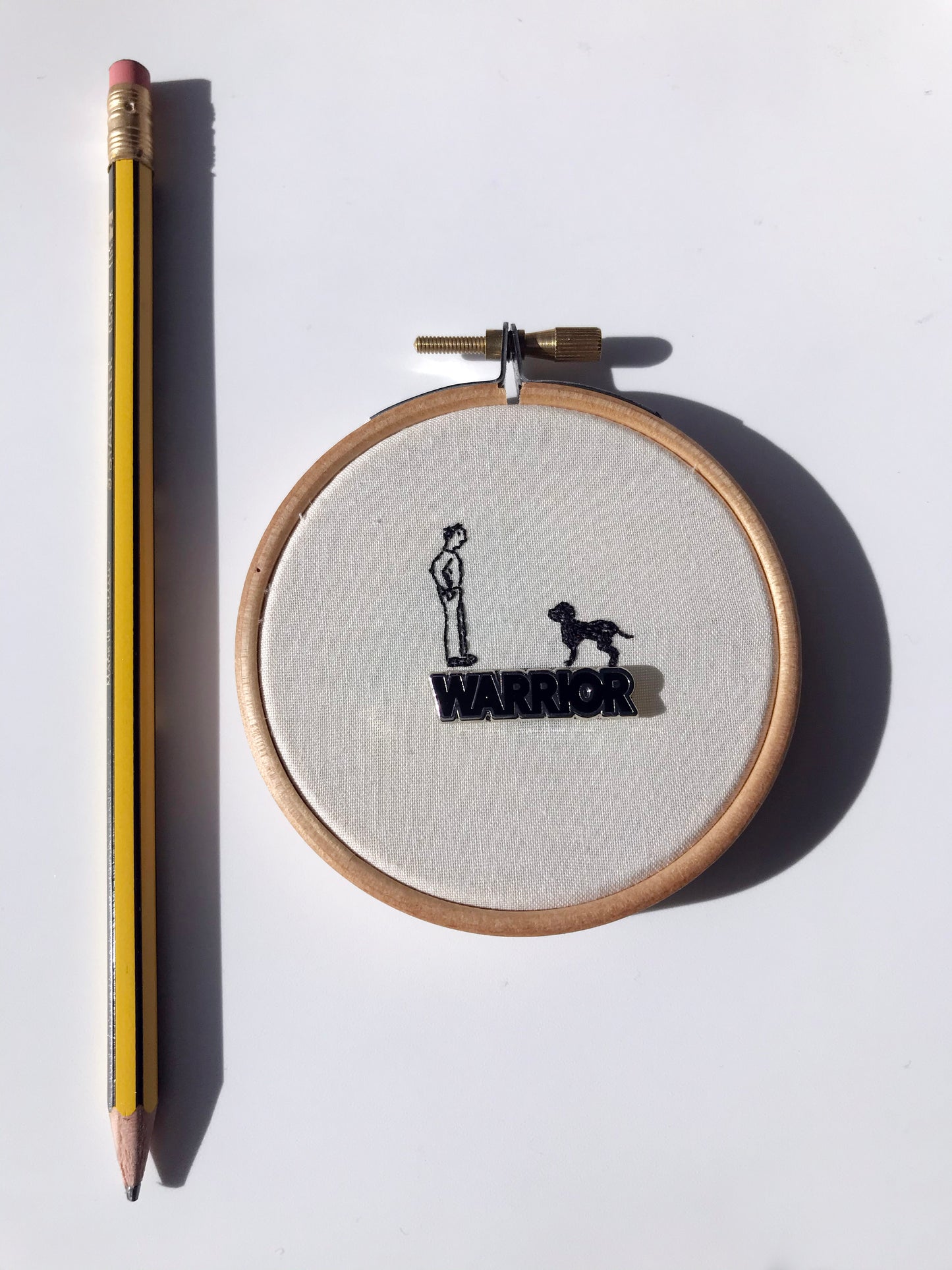 Black Dog Warrior Enamel Pin Hoop Art