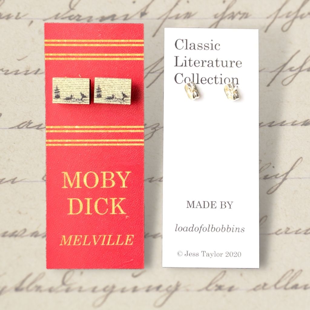 Classic Literature Moby Dick Silhouette Stud Earrings