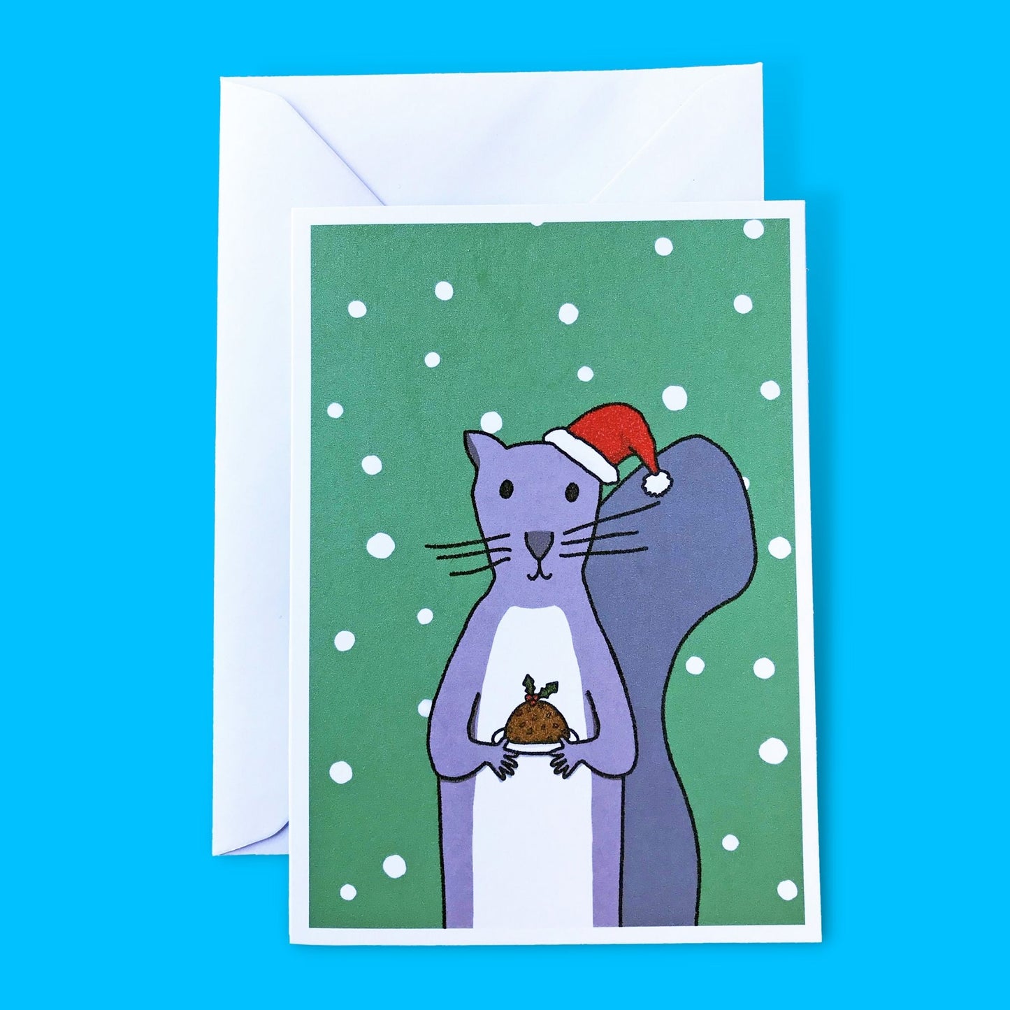 Christmas Pudding Squirrel Card