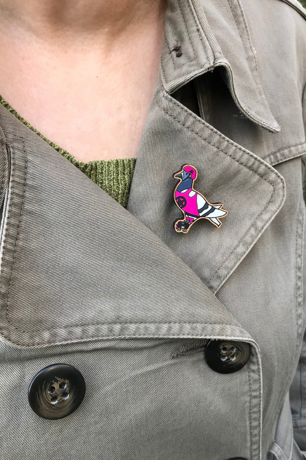 Roller Derby Pigeon Pin