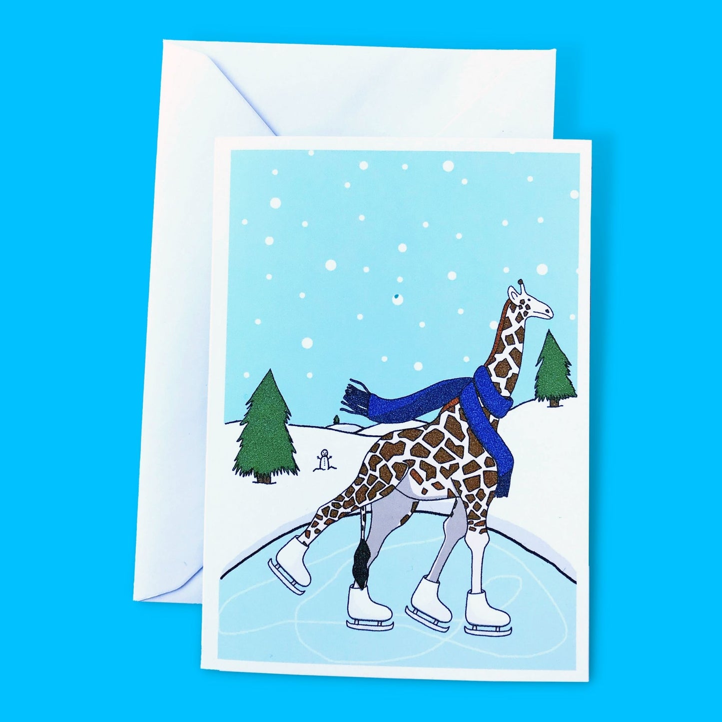 Ice Skating Giraffe Card