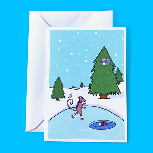 Ice Skating Mouse Card