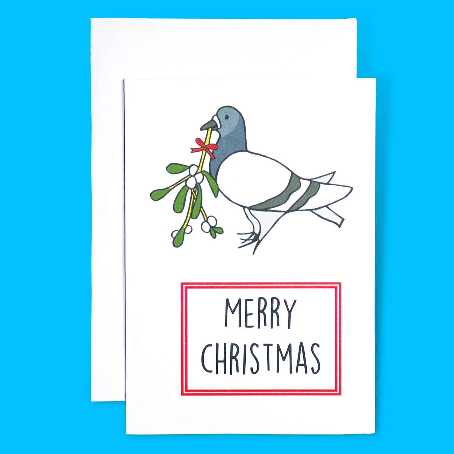 Merry Christmas Mistletoe Pigeon Card