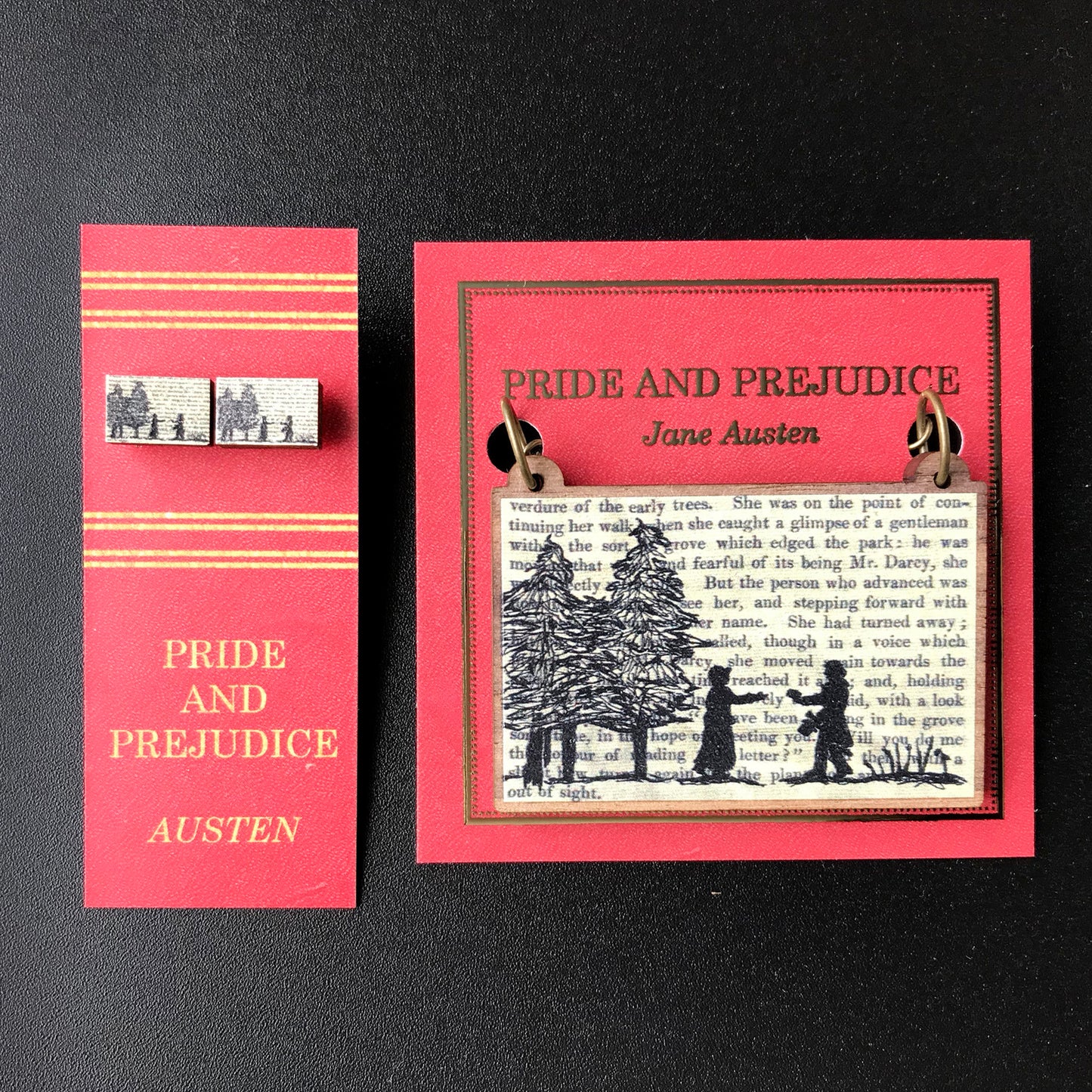 Classic Literature Pride and Prejudice Silhouette Stud Earrings