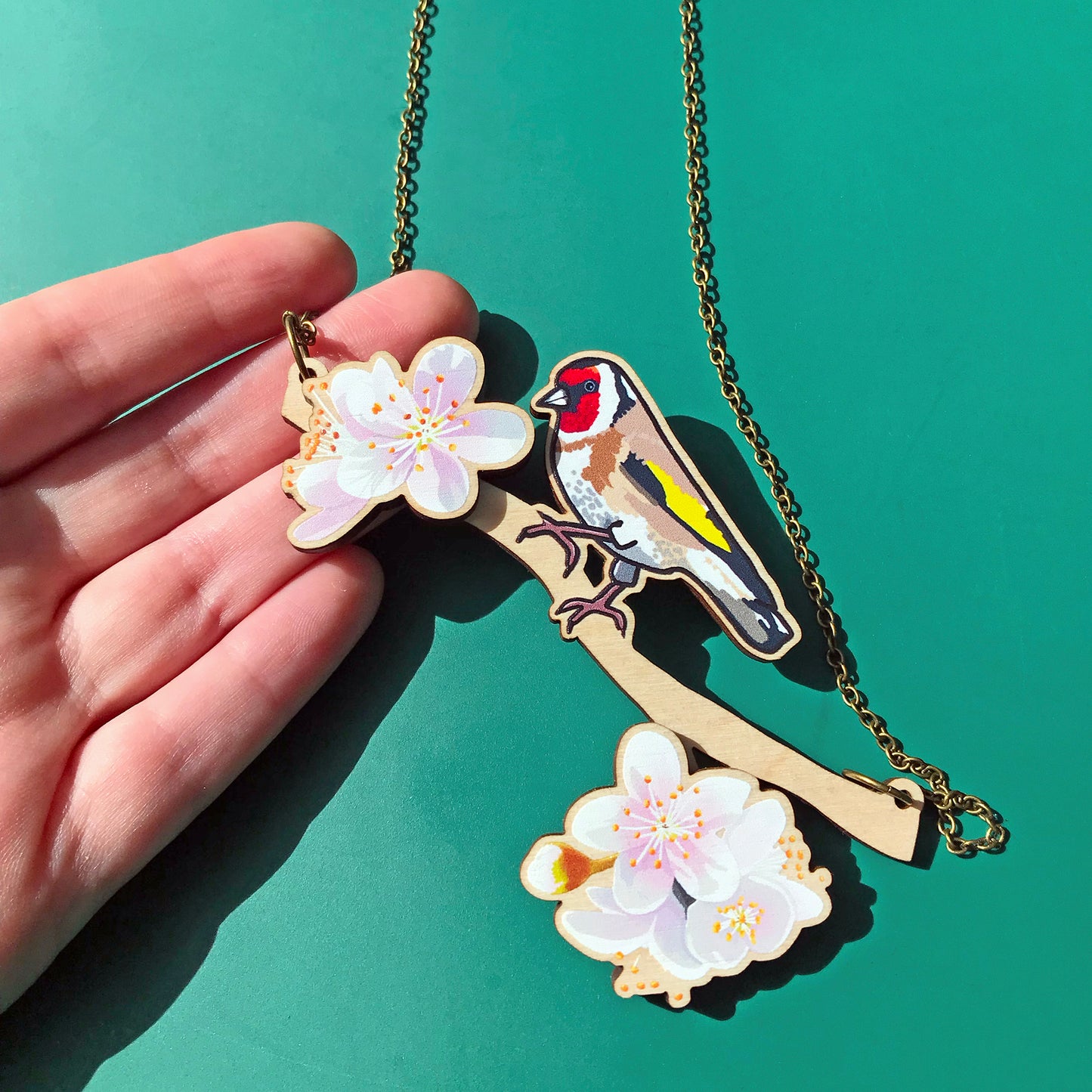 Goldfinch and Cherry Blossom Necklace