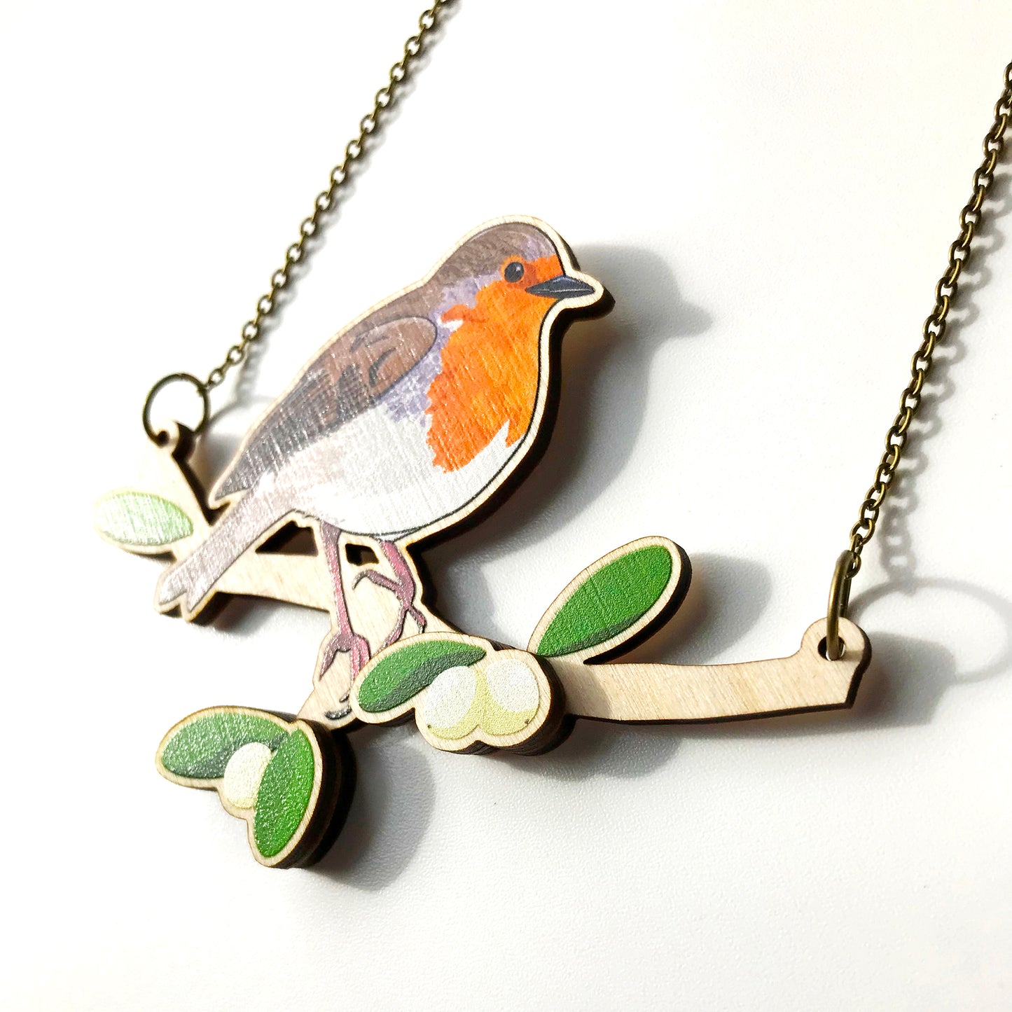 Robin and Mistletoe Necklace